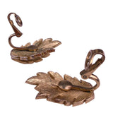 Trifari Gold Tone Womens Leaf Clip-On Earrings Textured Vintage Long Pair
