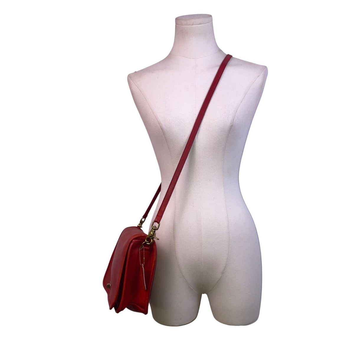 Coach Women’s Ruby Red Glove-Tanned Leather Turnlock Closure Crossbody Bag