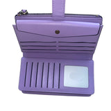 Travelambo Women’s Purple Faux Leather Patterned Button Design Clutch Wallet