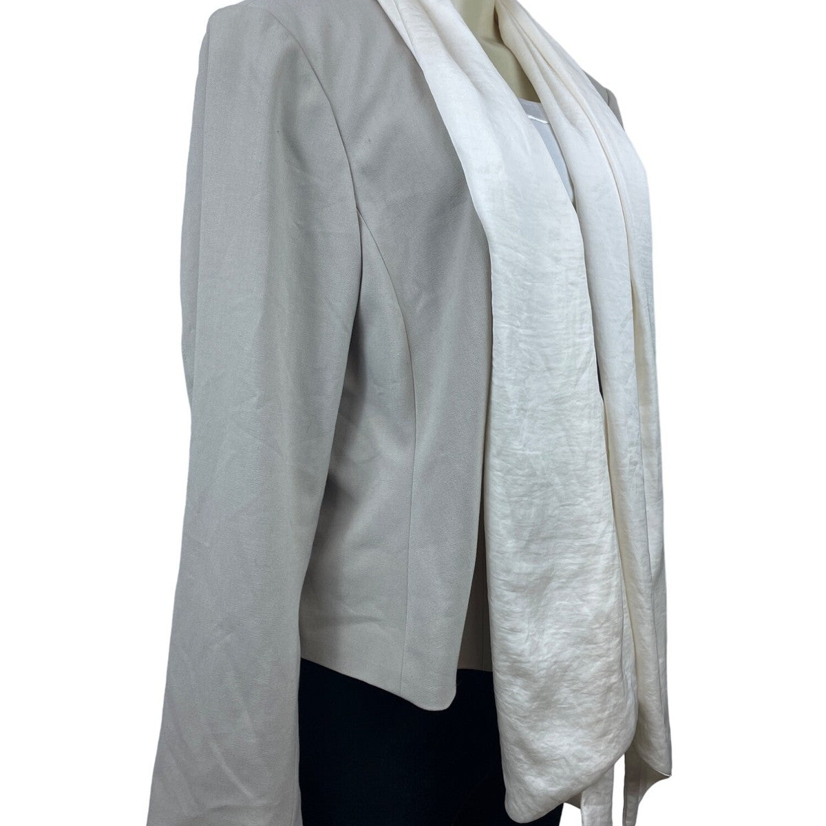 Calvin Klein Womens Light Gray Long Sleeve Blazer Jacket Size 14W Polyester Blen