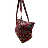 Vera Bradley Women’s Red Floral Quilted With Double Straps Tote Bag