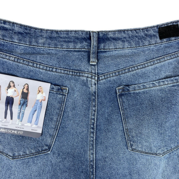 Simple Society Womens Straight Leg Distressed Denim Jeans Size 25 Premium Fabric