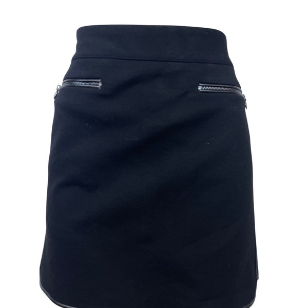 White House Black Market Womens Black Mini Skirt Zipper Accent Size 6