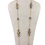 Ralph Lauren Womens Gold Tone Acrylic Chain Necklace Brown & Cream Links
