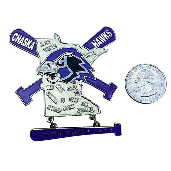 Custom Chaska Hawks Cooperstown 2012 Baseball Trading Pin With Dual Clutches