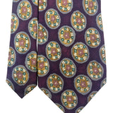 Omaggio By Robert Talbott Mens Purple Silk Floral Pattern Necktie Italy Design N