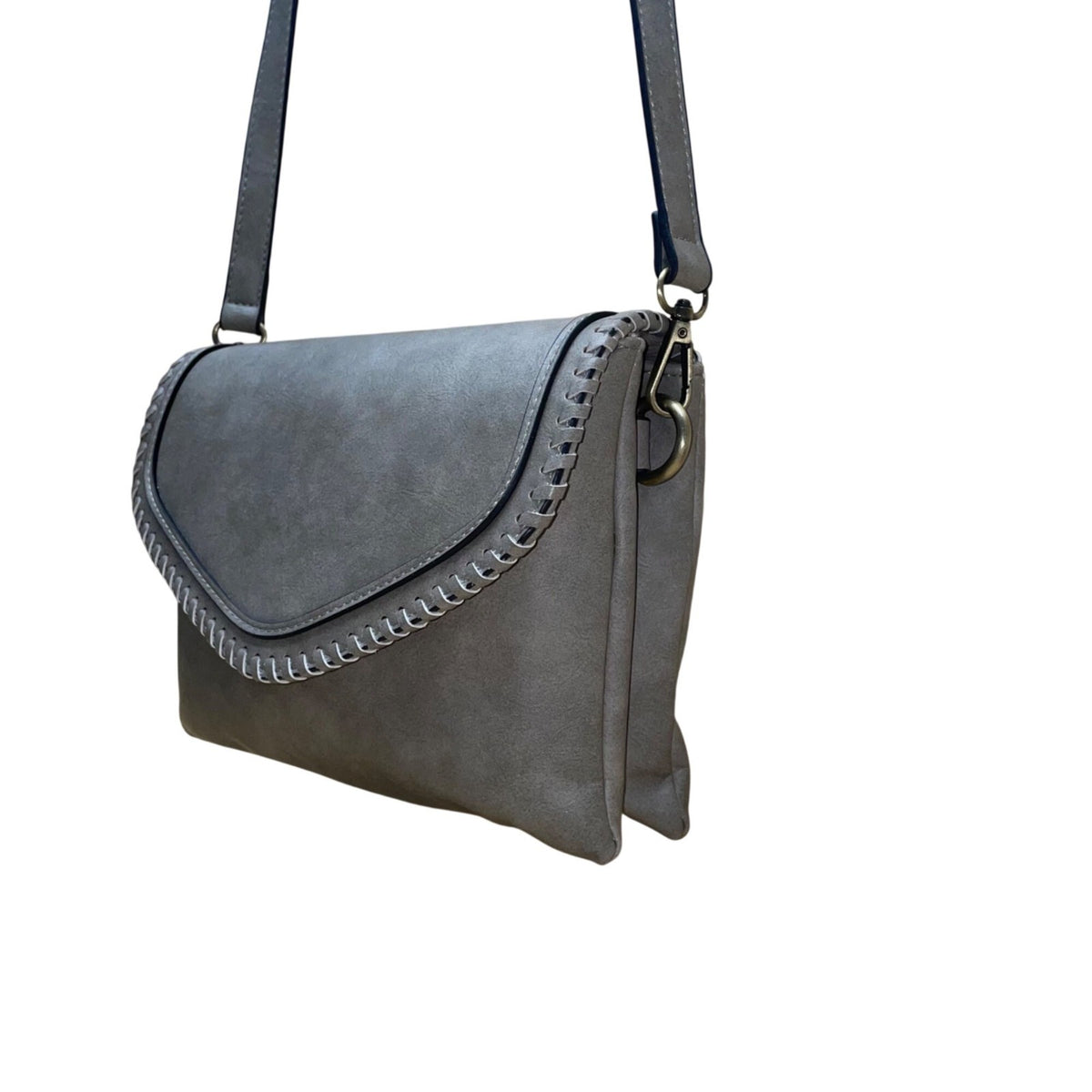 Jen & Co Women’s Gray Faux Leather With Adjustable Strap Crossbody Bag