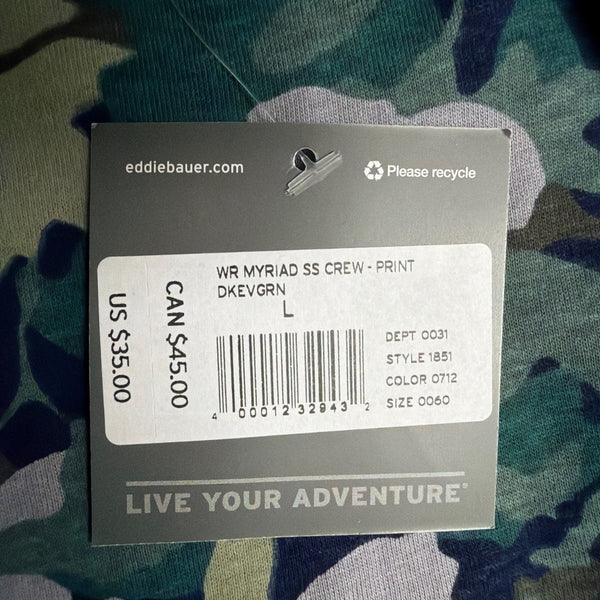 Eddie Bauer Womens Dark Green Camouflage Crew Neck T-Shirt Size L