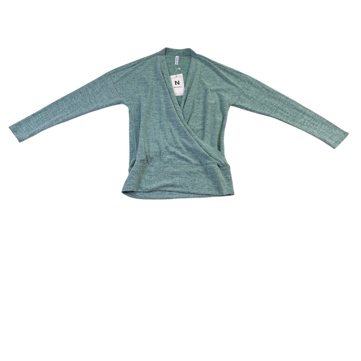 Neineiwu Womens Green Wrap Knit Top Lightweight Long Sleeve Comfortable Size M