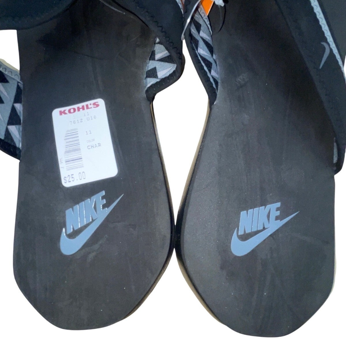 Nike Men’s Charcoal Black & Gray Celso Thong Plus Flip-Flops Sandals Size 11