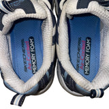 Skechers Women’s Navy & White Leather Rhinestone D’Lites Sneakers Size 7