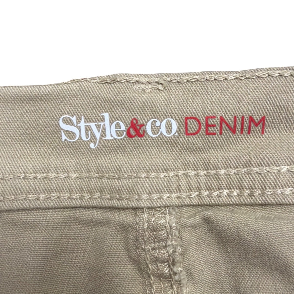 Style & Co Womens Khaki Slim Leg Tummy Control High Rise Pants Size 16P
