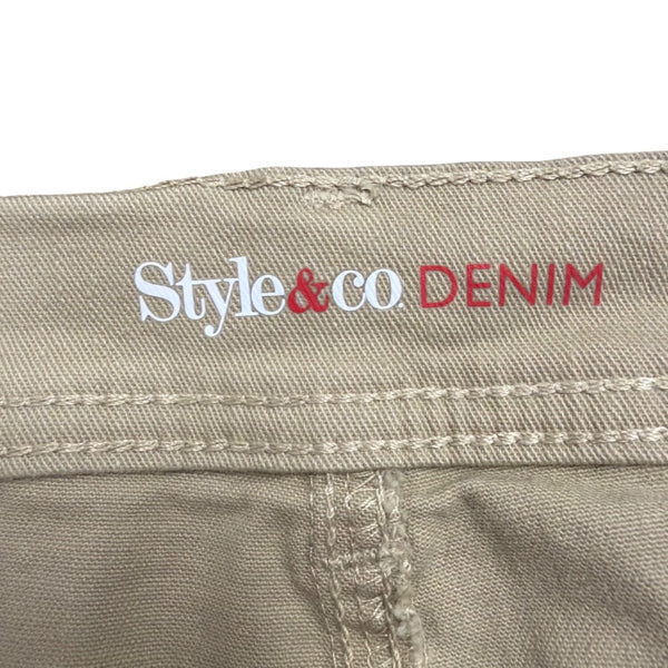 Style & Co Womens Khaki Slim Leg Tummy Control High Rise Pants Size 16P