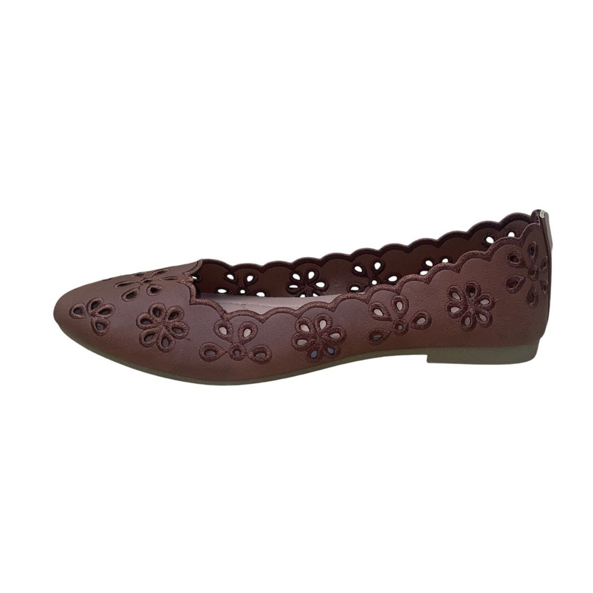 Women’s Brown Cutout Floral Design Ballet Flats Size 8.5