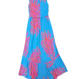 Lilly Pulitzer Womens Aqua Pink Rayon Spandex Floral-Print Maxi Dress Size XS