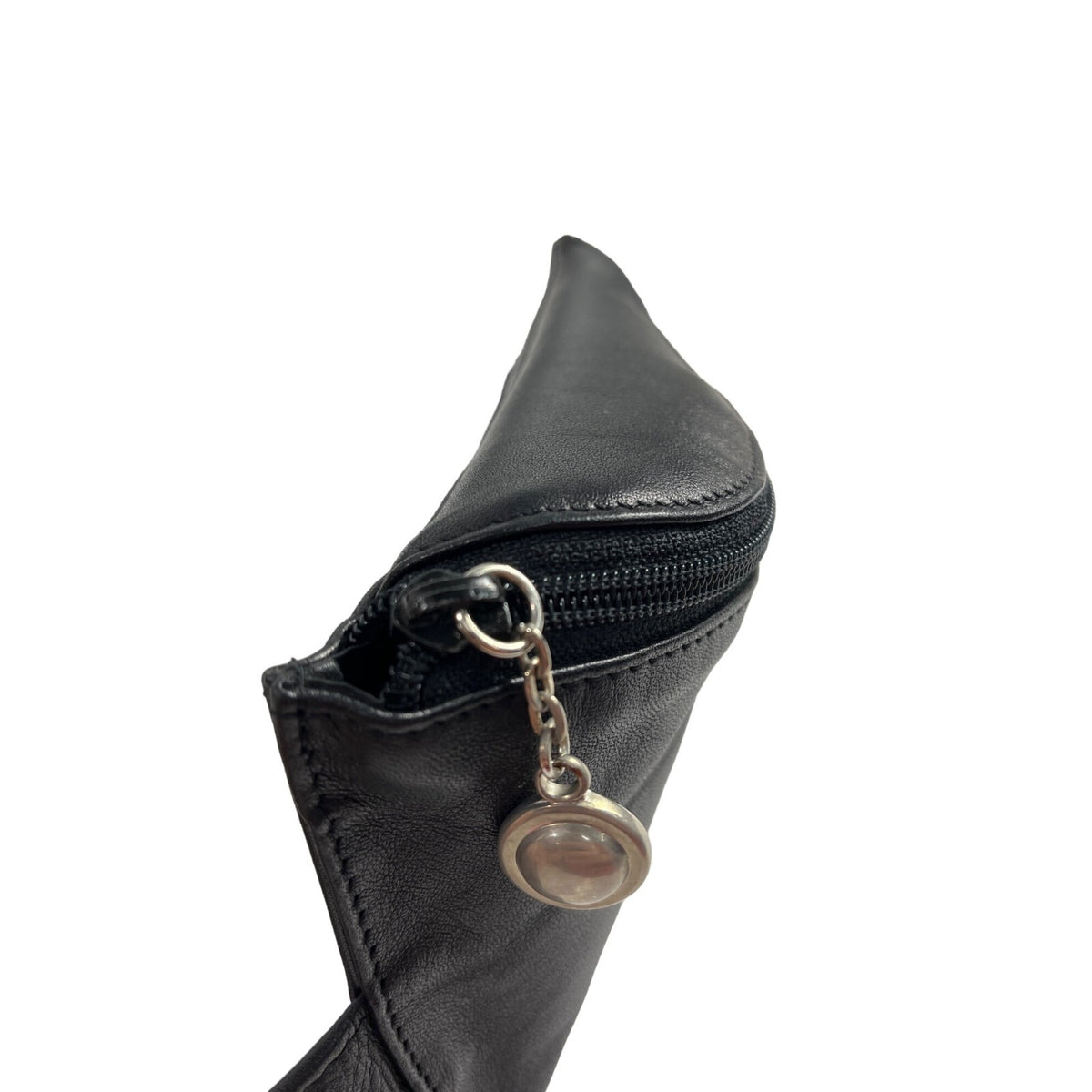 Architect Women's Black Leather With Silver Tone Accents Belly Bag  Sz M