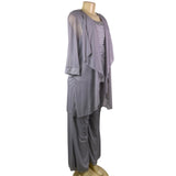 R&M Richards Womens Gray Polyester 3-Piece Jacket Top Pants Set Size 12 Formal W