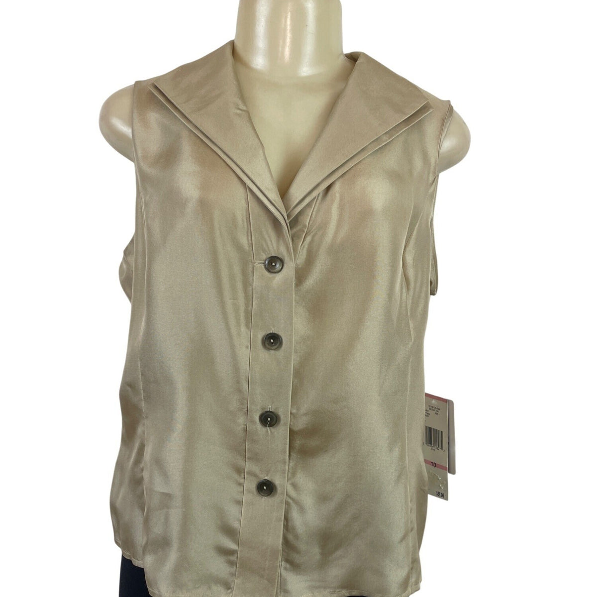 Jones New York Collection Womens Beige Sleeveless Blouse Size 10 - New