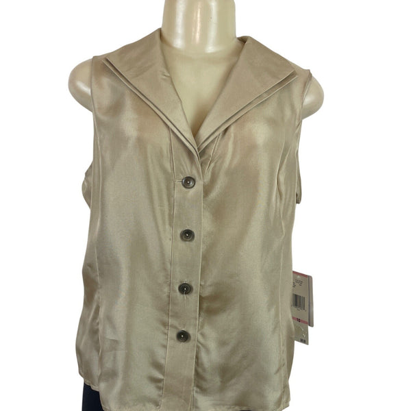 Jones New York Collection Womens Beige Sleeveless Blouse Size 10 - New