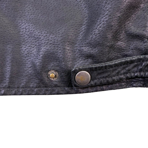 T-Traxx Mens Black Leather Jacket Zip-Up Quilted Lining Motorcycle Style Sz M