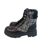 Nine West Women's Black And White Side Zipper Hi Top Boots Sz 9M