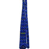 J. Garcia Mens Blue 100% Silk Geometric Pattern Necktie