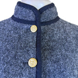 Saint Laurent Womens Gray Wool Button-Up Jacket Gold Accent Pockets Size 38