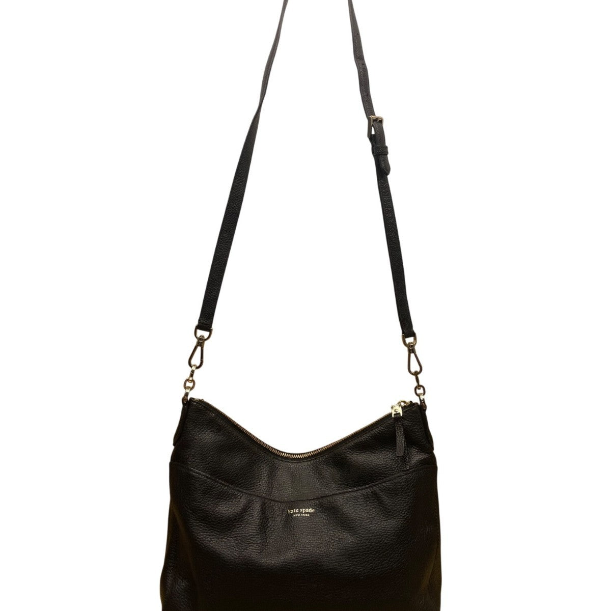 Kate Spade Women’s Black Leather Adjustable Strap Zip Closure Crossbody Bag