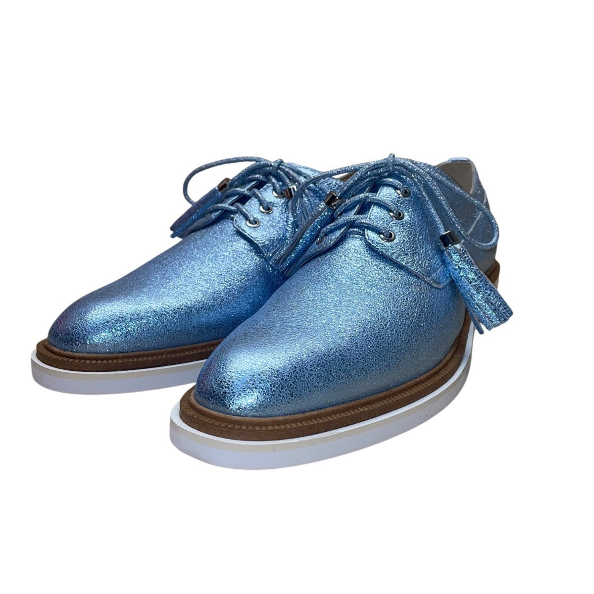 Kenneth Cole Annie Womens Blue Glitter Leather Lace-Up Oxford Shoes Size 8M