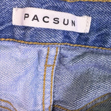 Pacsun Mens Blue Denim Patchwork Slim Taper Jeans Cotton Casual Size 30x30