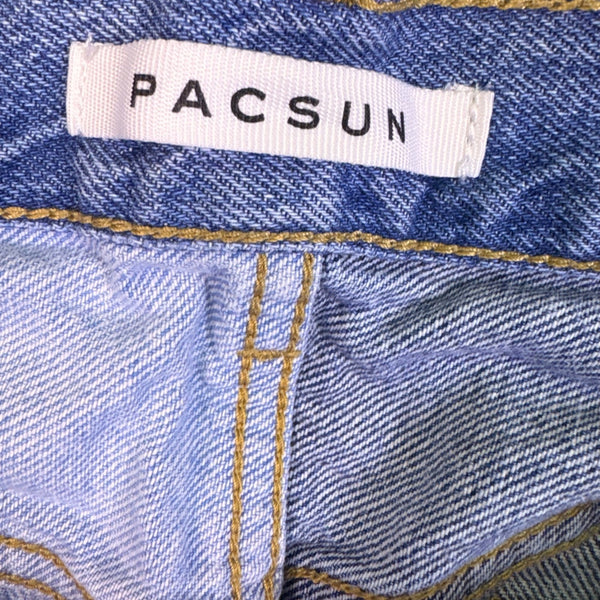 Pacsun Mens Blue Denim Patchwork Slim Taper Jeans Cotton Casual Size 30x30