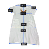 Made In Italy Womens White Linen Short Sleeve Midi Dress Pockets Relaxed Fit