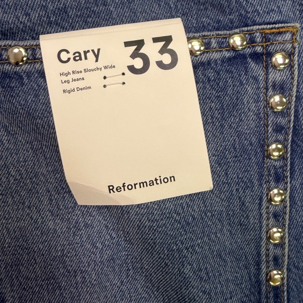 Reformation Womens Denim Cary Studded Slouchy Wide-Leg High-Rise Jeans Sz 33