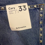 Reformation Womens Denim Cary Studded Slouchy Wide-Leg High-Rise Jeans Sz 33