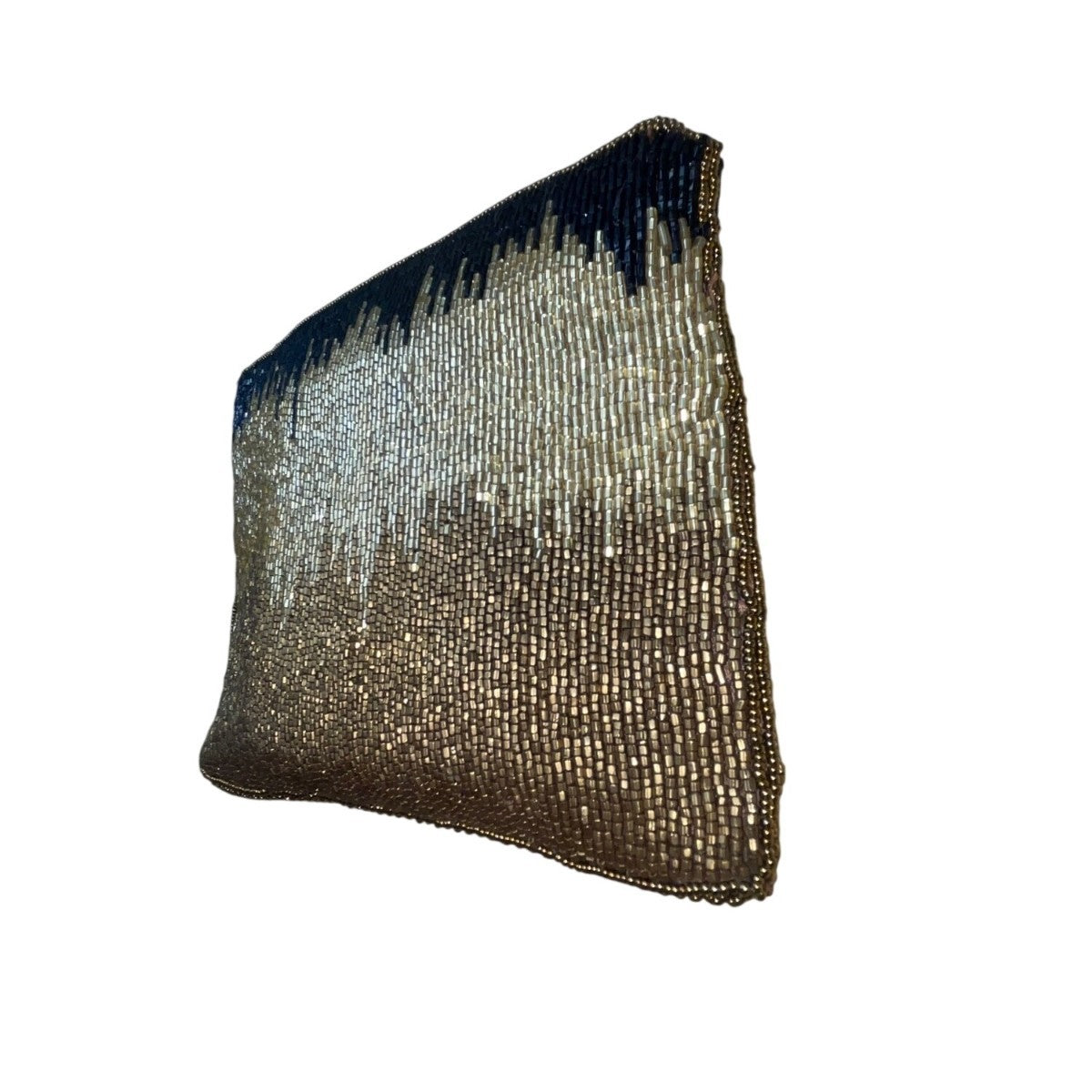 Handmade Women’s Black & Gold Beaded Tassel Zippered Clutch Bag