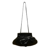 Cynthia Lockhart Women’s Black Faux Leather Bow Evening Clutch Crossbody Bag