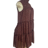 Taylor Women's Brown Polka Dot Tiered Dress With Mock Neck Sz XS - New