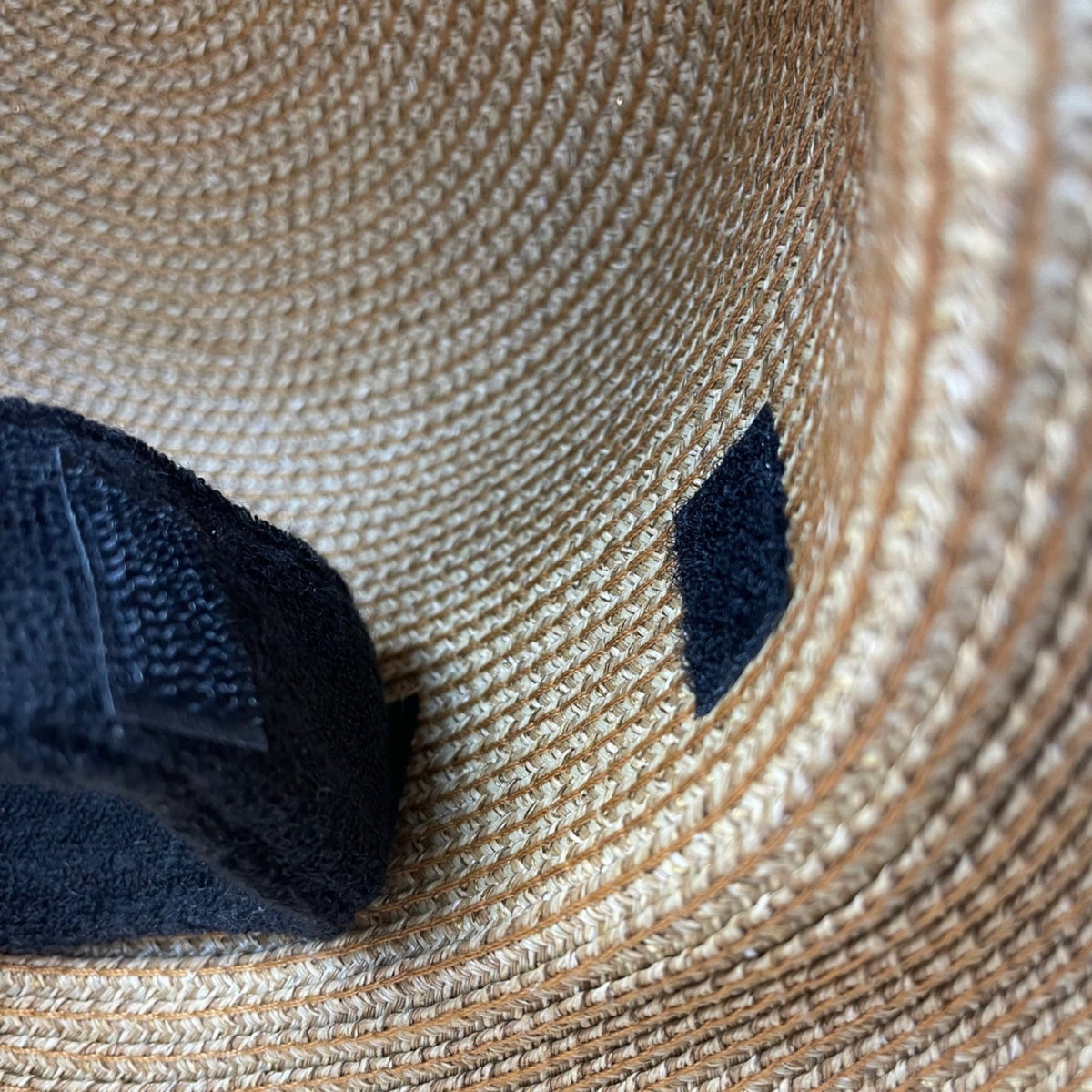 Eric Javits Womens Natural & Black Squishee Straw Sun Hat Adjustable Band OS