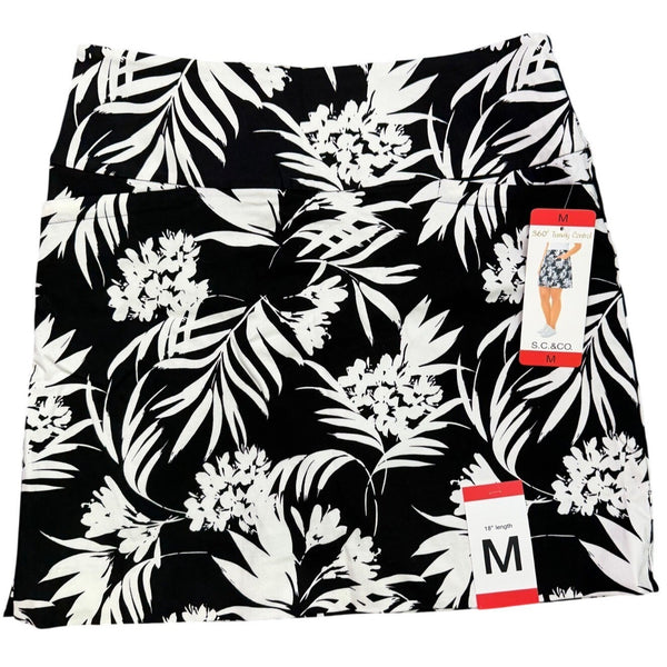 S.C.&Co. Womens Black & White Floral Print Skirt Size M