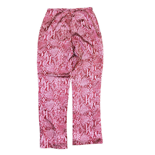 Kay Unger Womens Pink Silk Snake Print Pants Lightweight Straight Leg Size 4