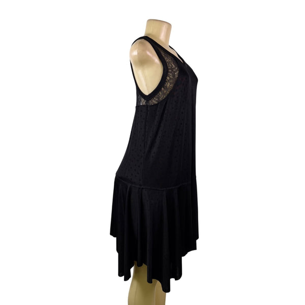 Free People Womens Black Sleeveless Drop Waist Dress Flared Hem Sz S