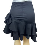 Ralph Lauren Womens Black Cotton Ruffle Skirt Size 4 Modern Style Elegant