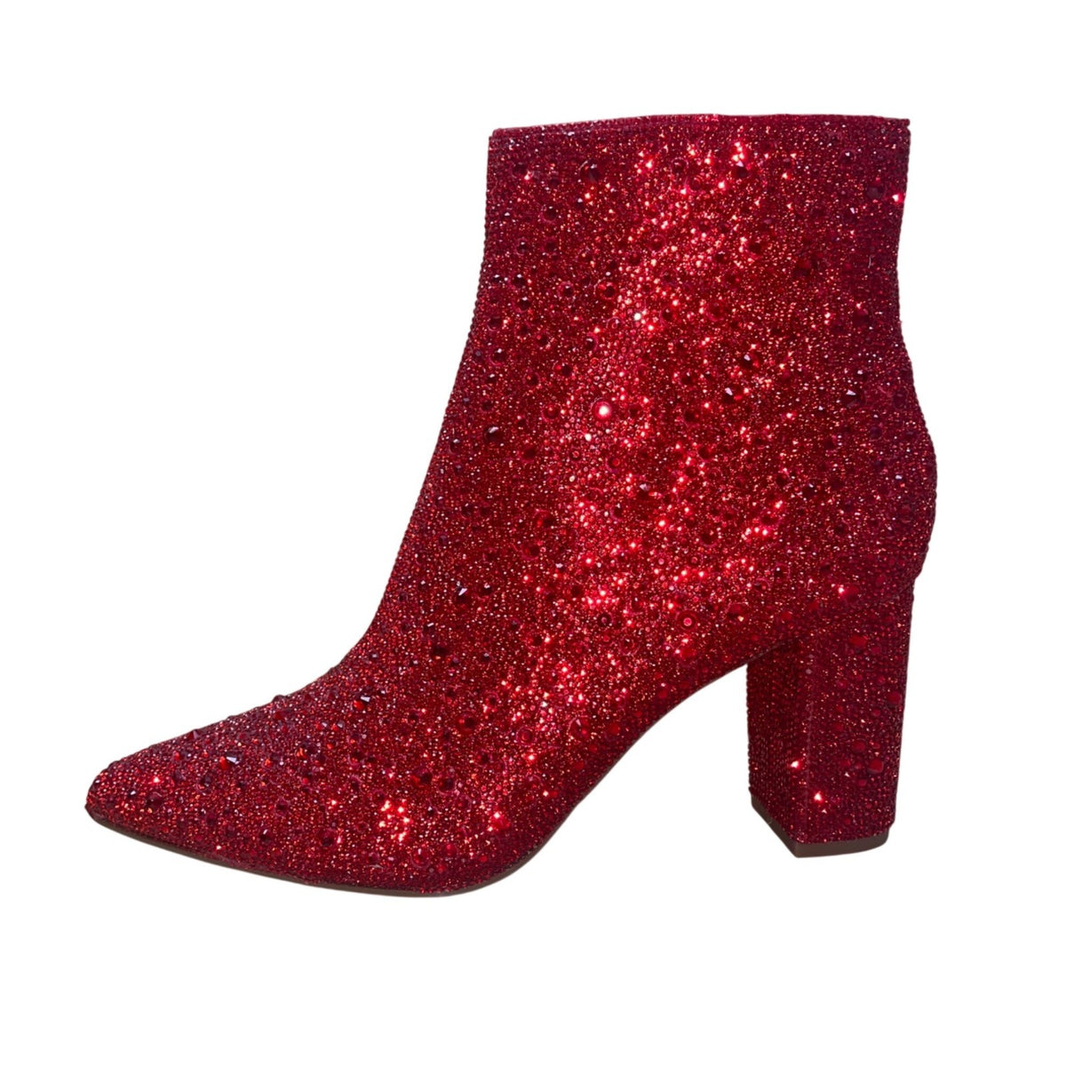 Betsey Johnson Women’s Red Glitter Glass Stones SB-Cady Ankle Boots Size 8M