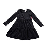 Btween Girls Black Glitter Long-Sleeve Tiered Dress Metallic Size 10