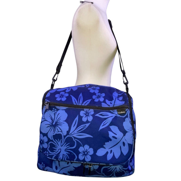 L.L. Bean Women’s Blue Floral With Adjustable Shoulder Strap Travel Bag