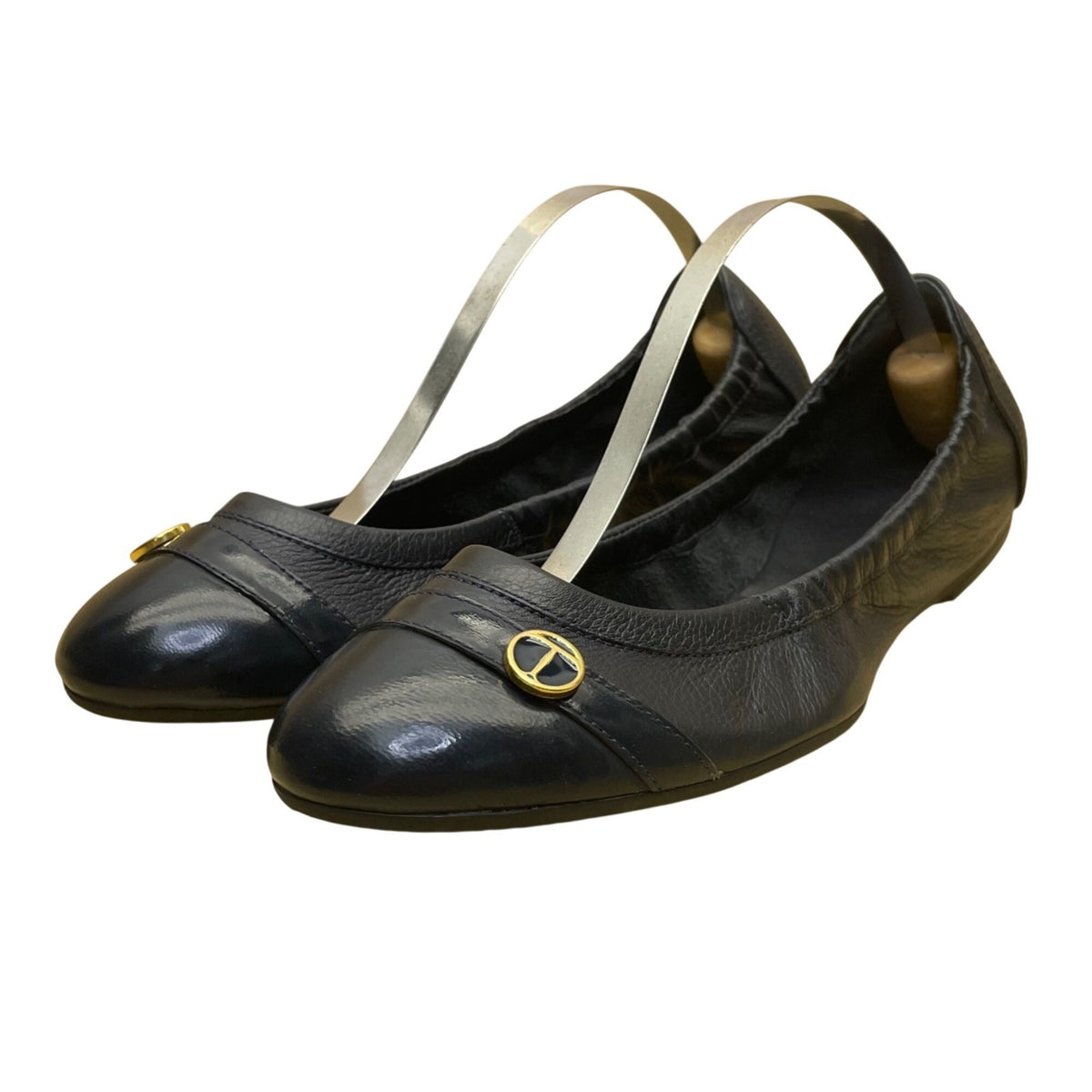 Talbots Women’s Blue Leather Gold Accent Slip-On  Ballet Flats Size 7.5B
