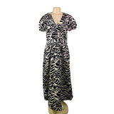 Who What Wear Womens Black & White Zebra Print Midi Dress Short Sleeve Sz M