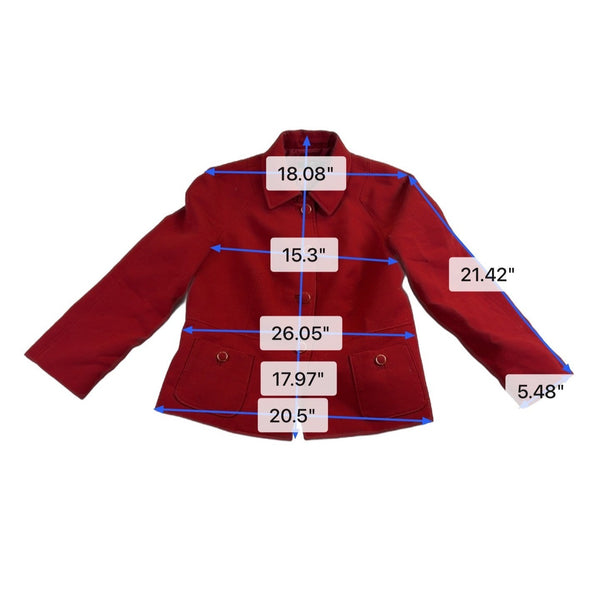 Talbots Womens Red Button Front Jacket Petite Two Pockets Sz 16P 