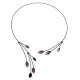 Kristina Collection Womens Pink & Black Metal Oval Stone pink accents Necklace