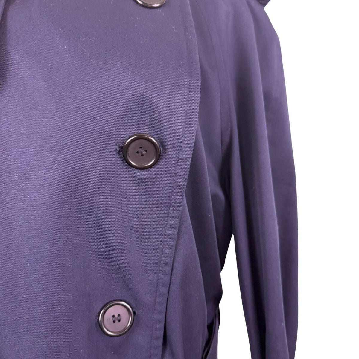 Navy Double-Breasted Womens Trench Coat Long Belted Cotton Blend Timele